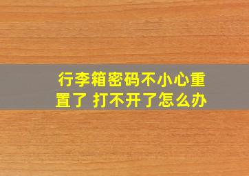 行李箱密码不小心重置了 打不开了怎么办